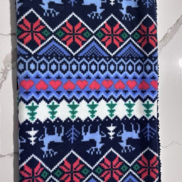 LANDS' END Women's Fleece Fair Isle Print Reindeer Snowflakes Scarf Gloves Set 7 - Picture 12 of 16